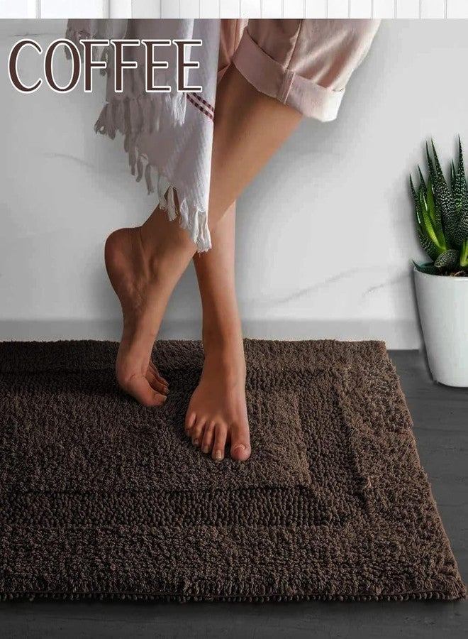ROSSLYN 100% Cotton Bath Rug - 40x60 Cm Reversible | Loop/Cut Pattern Absorbent Super Soft Comfort Quick Dry Durable Hotel Spa mats (Coffee)-1 - Image 2