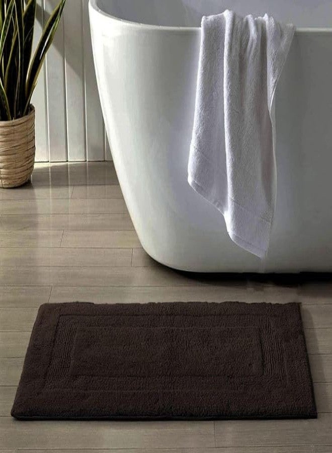 ROSSLYN 100% Cotton Bath Rug - 40x60 Cm Reversible | Loop/Cut Pattern Absorbent Super Soft Comfort Quick Dry Durable Hotel Spa mats (Coffee)-1 - Image 1