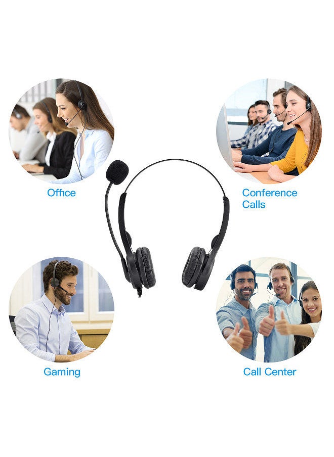 Generic - USB Wired Computer Headset Hands-Free Binaural Headphone with Microphone Volume and Mute Button for Office Call Center Business Home Gaming Computer PC Laptop - Image 1