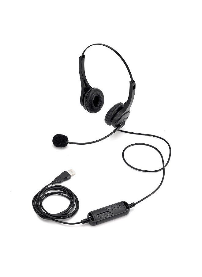 Generic - USB Wired Computer Headset Hands-Free Binaural Headphone with Microphone Volume and Mute Button for Office Call Center Business Home Gaming Computer PC Laptop - Image 1