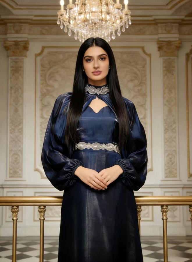 Take Two Women Navy Blue Embellished A-Line Maxi Dress - Image 4