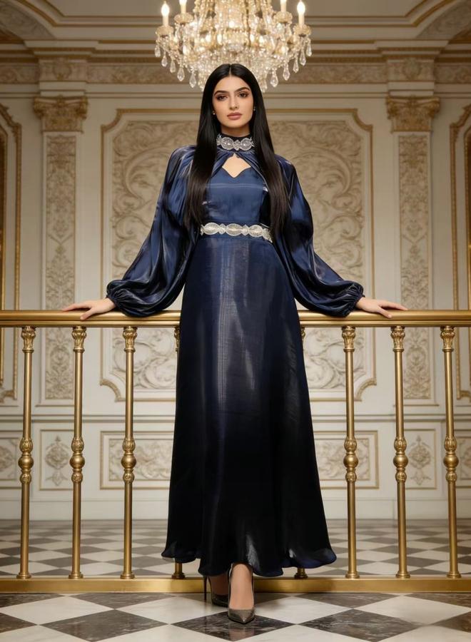 Take Two Women Navy Blue Embellished A-Line Maxi Dress - Image 2