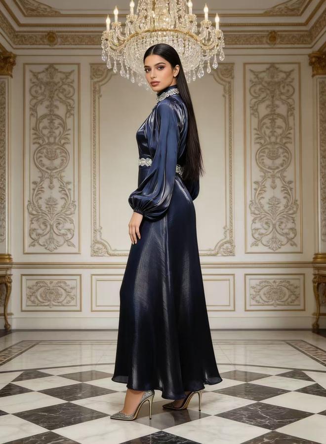 Take Two Women Navy Blue Embellished A-Line Maxi Dress - Image 5