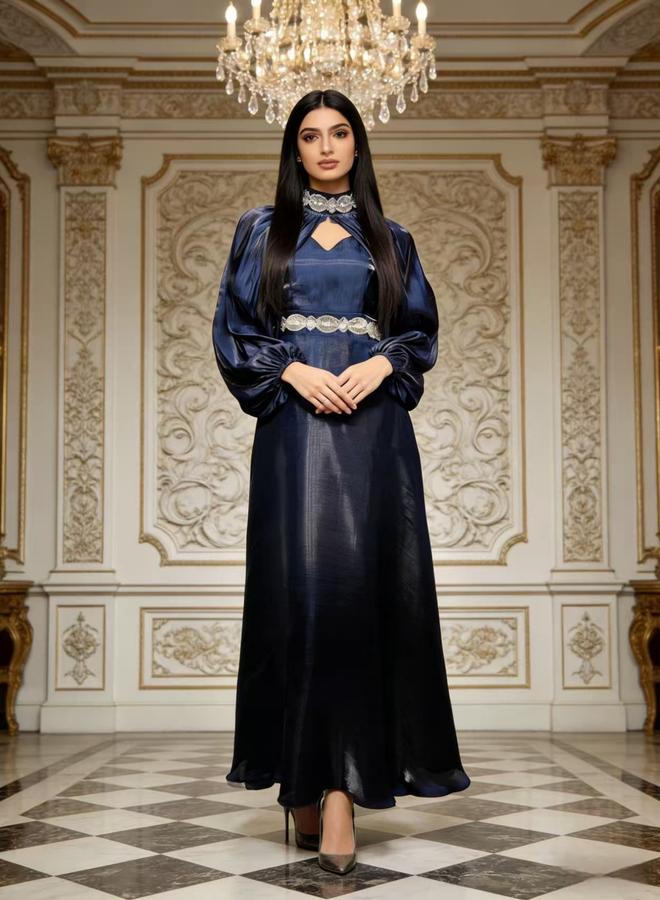 Take Two Women Navy Blue Embellished A-Line Maxi Dress - Image 3