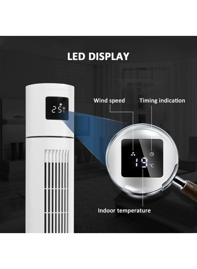INGUNAR مروحة برج، مروحة برج بلا شفرات، شاشة تحكم باللمس وشاشة عرض LED، تدفق هواء متأرجح بسرعة 3، مؤقت 12 ساعة، تحكم عن بُعد، مثالية للمنزل أو المكتب، بيضاء - Image 3