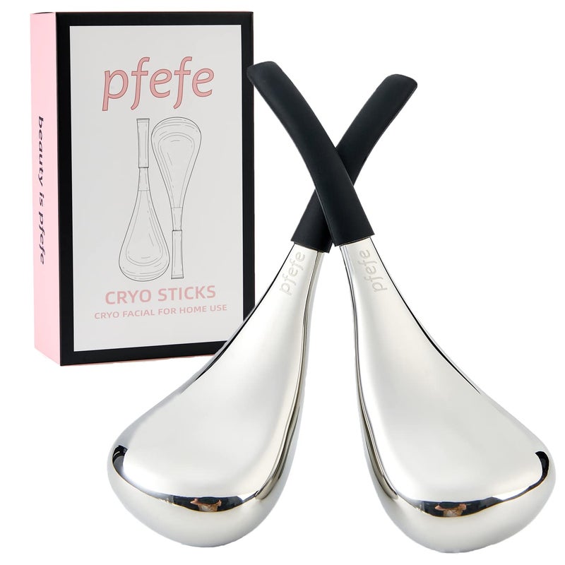 Ice Globes Facial Skin Care Tools for Women Face Eyes Stainless Steel Face Beauty Cryo Sticks for Girls Ladies Esthetician Supplies Cooling Spa Globes Cold Roller with Storage Case