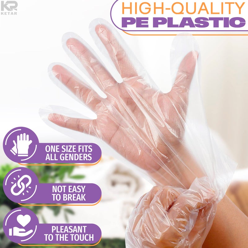 KETAR 200 Pcs Paraffin Gloves for Hands - Lightweight, Disposable, Transparent, Leak-Proof, Universal Plastic Paraffin Wax Gloves for Hands - Soft, Easy to Use for Cooking, Eating, Cleaning, Hair Coloring - Image 3