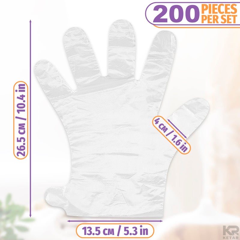 KETAR 200 Pcs Paraffin Gloves for Hands - Lightweight, Disposable, Transparent, Leak-Proof, Universal Plastic Paraffin Wax Gloves for Hands - Soft, Easy to Use for Cooking, Eating, Cleaning, Hair Coloring - Image 2