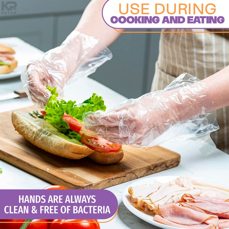 KETAR 200 Pcs Paraffin Gloves for Hands - Lightweight, Disposable, Transparent, Leak-Proof, Universal Plastic Paraffin Wax Gloves for Hands - Soft, Easy to Use for Cooking, Eating, Cleaning, Hair Coloring - Image 5