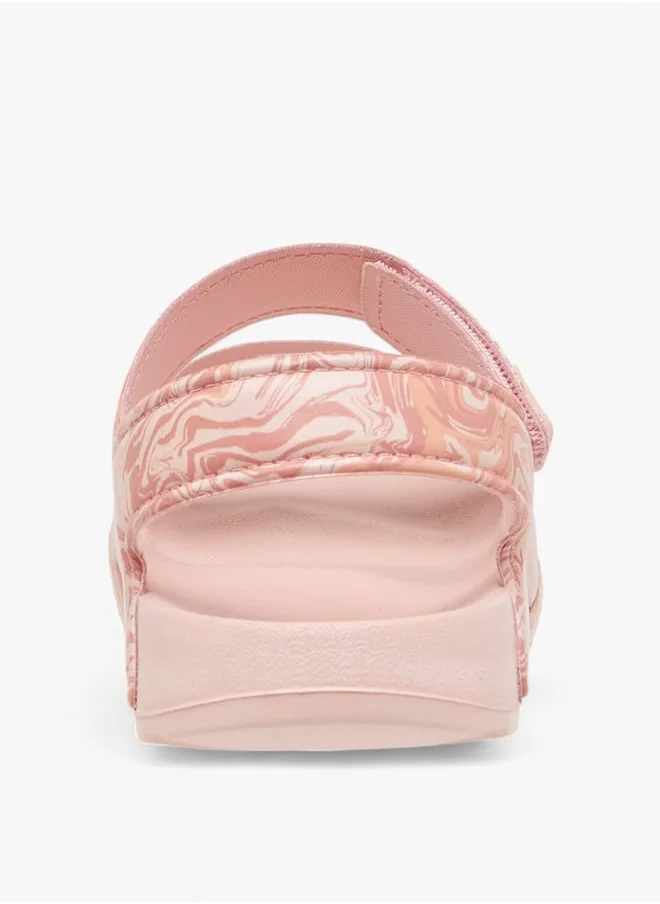 كابا Girl's Printed Floaters with Hook and Loop Closure