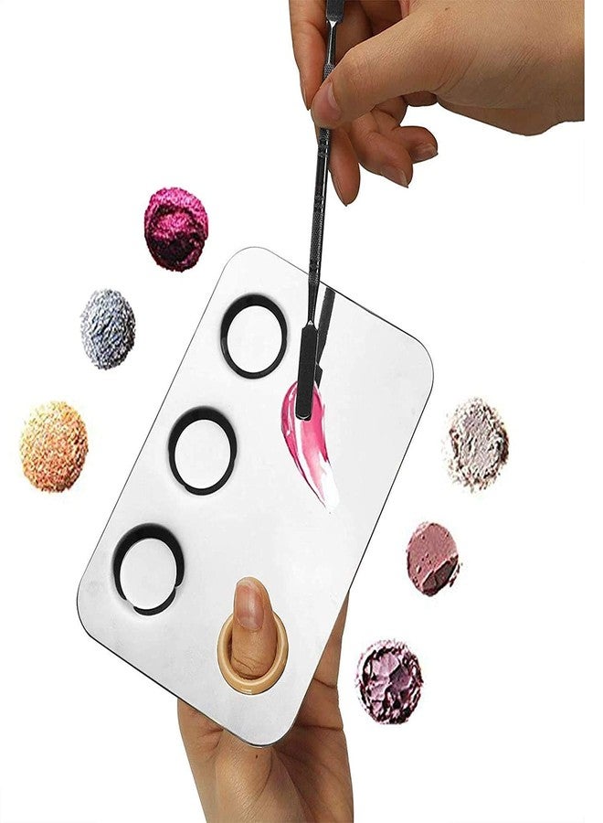 ZemGlam Stainless Steel Womens Cosmetic Makeup Mixing Plate with Spatula Tool (Color : Silver) - Image 3