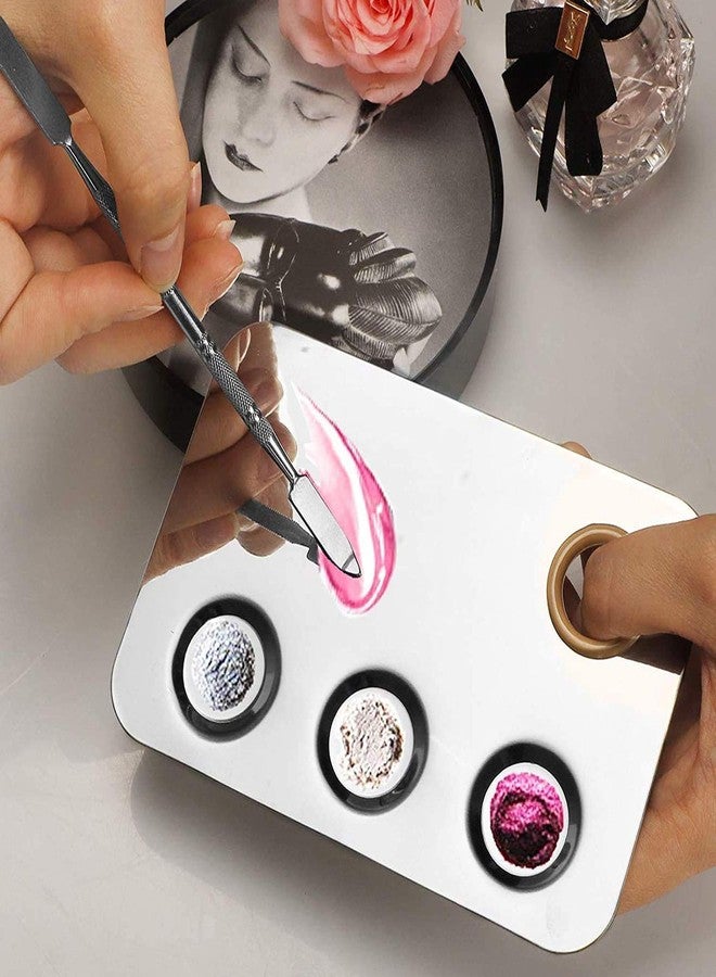 ZemGlam Stainless Steel Womens Cosmetic Makeup Mixing Plate with Spatula Tool (Color : Silver) - Image 2