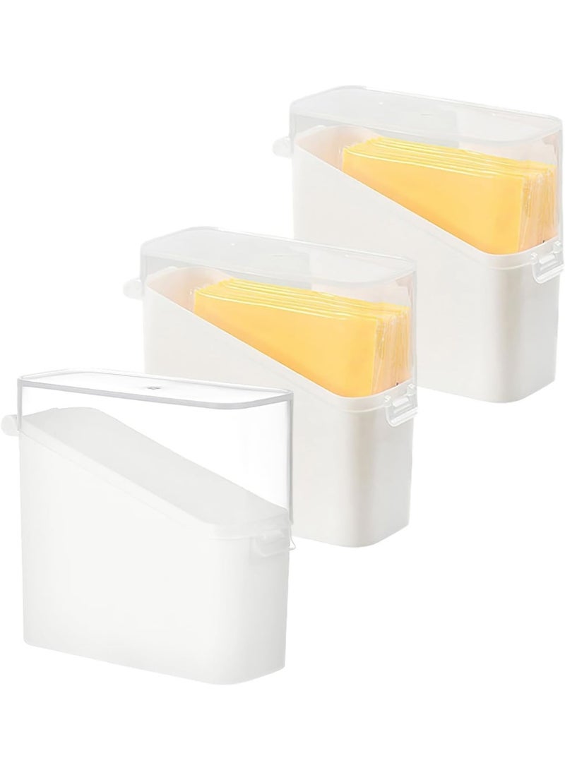 3 Packs Sliced Cheese Holder with Lid, Plastic Cheese Storage Organizer, Cheese Container for Fridge, Cheese Keeper, Cheese Saver Holder - Image 1