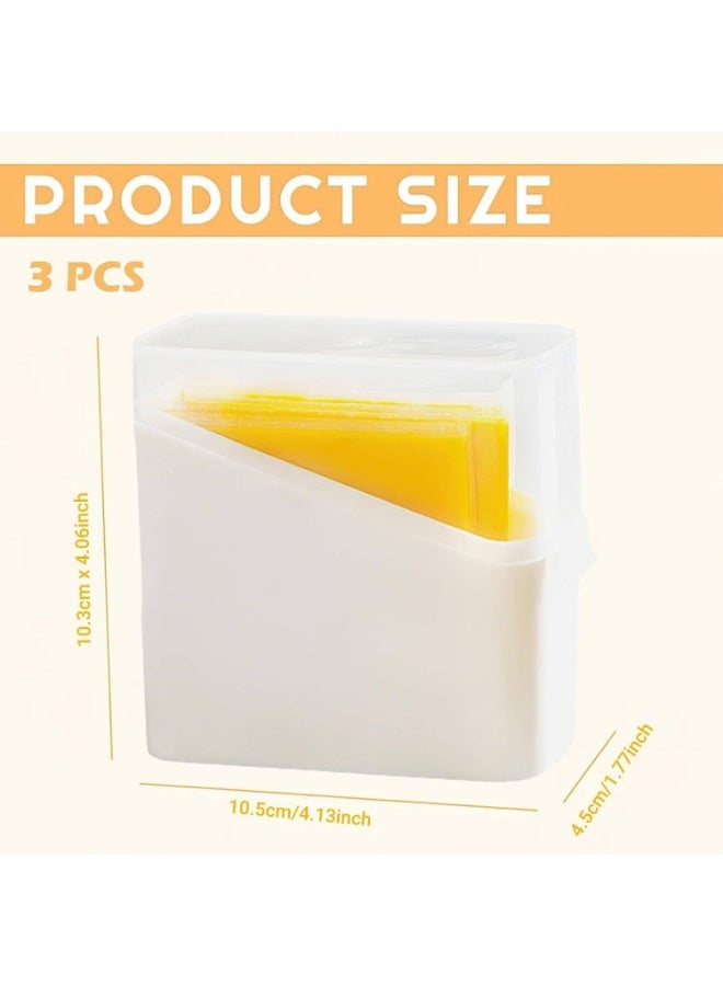 3 Packs Sliced Cheese Holder with Lid, Plastic Cheese Storage Organizer, Cheese Container for Fridge, Cheese Keeper, Cheese Saver Holder - Image 2