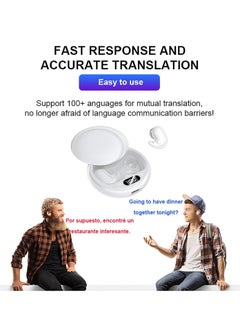 General Earbud real-time translator, language translation equipment, high definition sound quality + noise reduction, 144 online translation languages, long-lasting battery, white  - Image 5