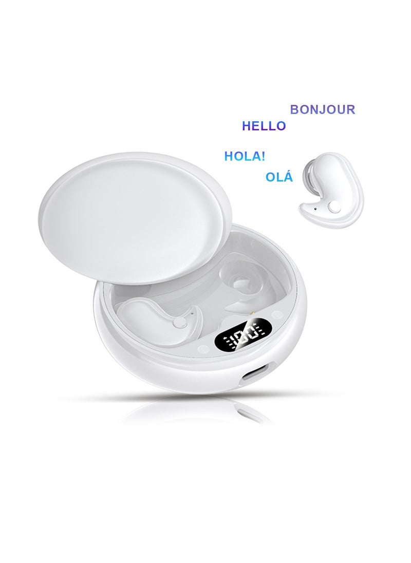 General - Earbud real-time translator, language translation equipment, high definition sound quality + noise reduction, 144 online translation languages, long-lasting battery, white - Image 1