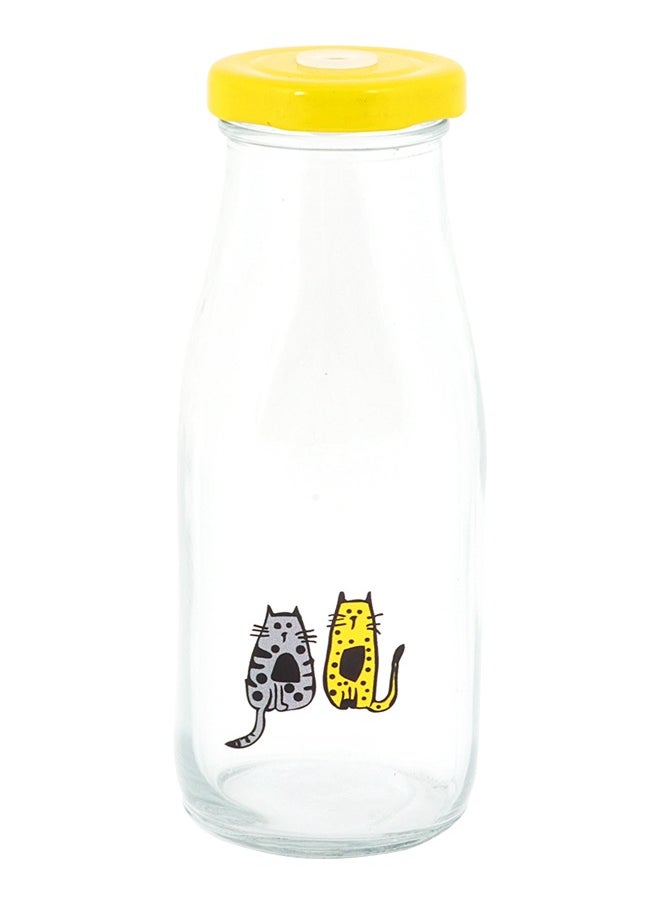 Biggdesign Cats Lemonade Glass Bottle 320 ML Yellow