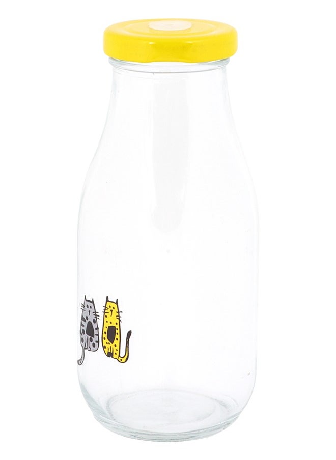 Biggdesign Cats Lemonade Glass Bottle 320 ML Yellow