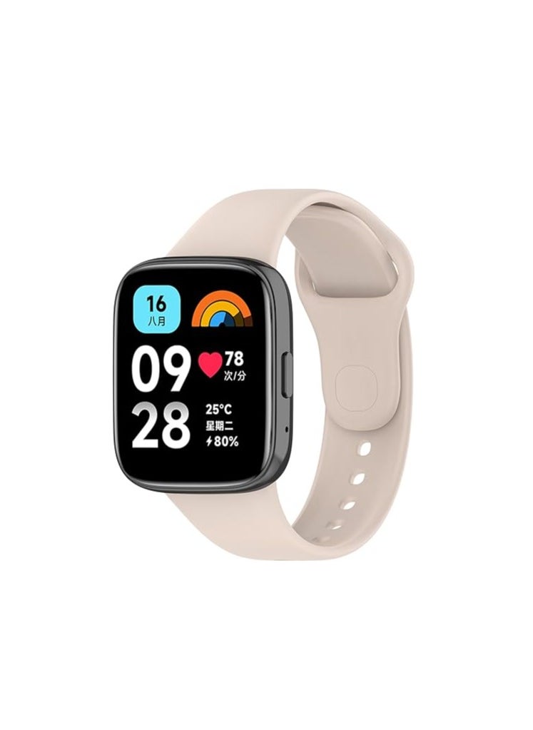 Watch - Silicone Sport Strap for Redmi Watch 3 Active Rubber Wristband Beige Off White - Image 1
