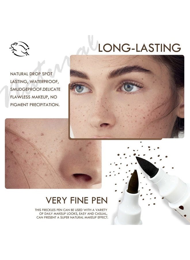 KYDA 2 Pcs Freckle Makeup Pen, Natural Lifelike Freckle Makeup Pen Magic Freckle Color, Waterproof Longlasting Soft Dot Sopt Pen, for Natural Effortless Sunkissed Makeup-Dark Brown  - Image 3