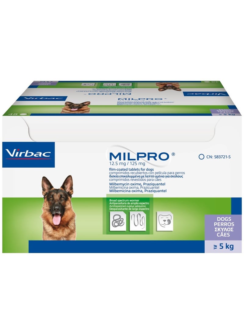 Virbac - Virbac Milpro 12.5mg/125mg Worming Tablets for Dog( 2 tablet ) - Image 1
