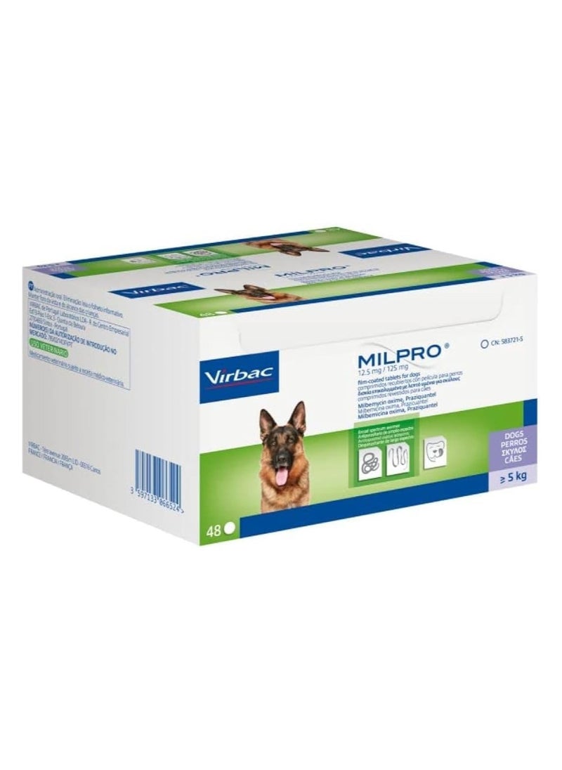 Virbac - Virbac Milpro 12.5mg/125mg Worming Tablets for Dog( 2 tablet ) - Image 1