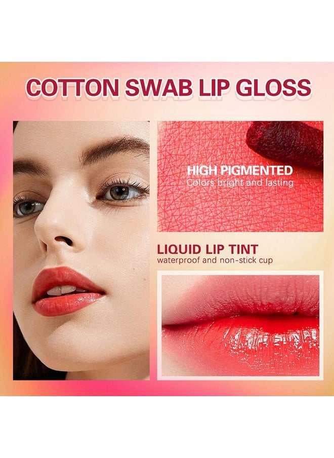 SWETIYOU - SWETIYOU Lip Tint Cotton Swab, 20 Pcs Waterproof Non-Stick Cotton Swab Lipstick Long Lasting Q Tip Lip Tint Stain, Cute Lip Makeup Products(Strawberry) - Image 1