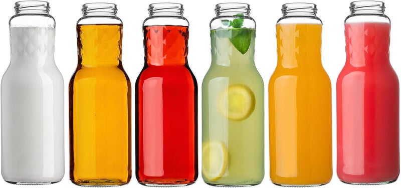 KADAX Glass Bottles 1 L, 1 Piece, Juice Bottles with Screw Cap fi53 mm, Empty Bottles for Preserving & Filling, Preserving Bottles for Juice, Wide Mouth Bottle (White) Personal & public compatible - Image 5