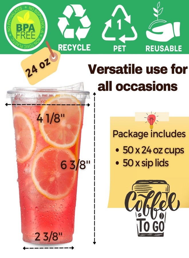 Aatriet 24 oz Clear Plastic Cups with Strawless-Sip-Lids, 50 Sets Disposable Cups Plastic Iced Coffee Cups, To Go Cups with Sip Through Lids for Smoothie, Milkshake, Cold Drinks for Party, Wedding, Event - Image 4