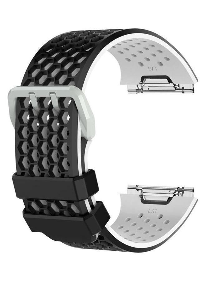 NIBEMINENT Silicone Replacement Wrist Strap Watchband with Buckle For Fitbit Ionic Black - Image 1