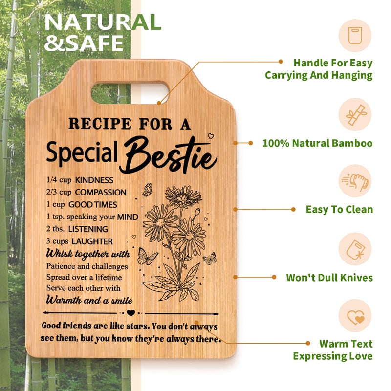 Milcier Micier Bestie Gifts for Women  Best Friend Bamboo Cutting Board  Best Friend Birthday Gifts  Friendship Gift for Women  Bff  Friend Woman Mothers Day Present - Image 4