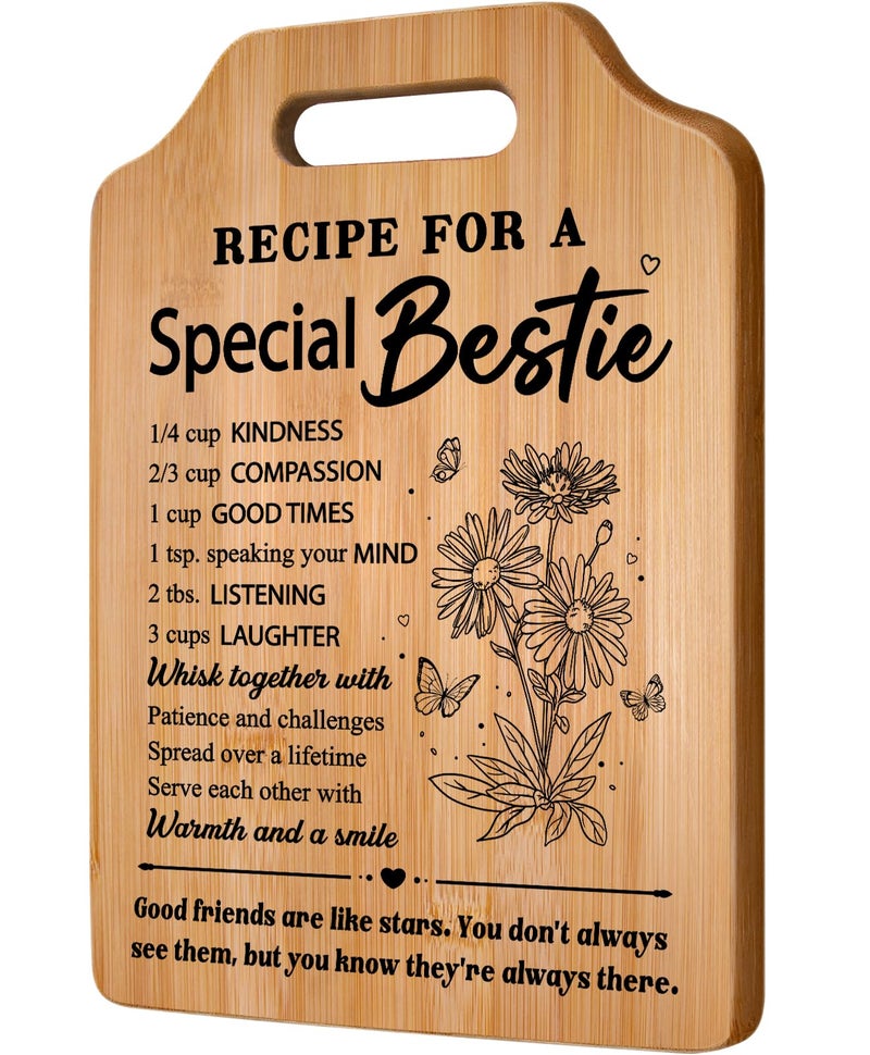 Milcier Micier Bestie Gifts for Women  Best Friend Bamboo Cutting Board  Best Friend Birthday Gifts  Friendship Gift for Women  Bff  Friend Woman Mothers Day Present - Image 1