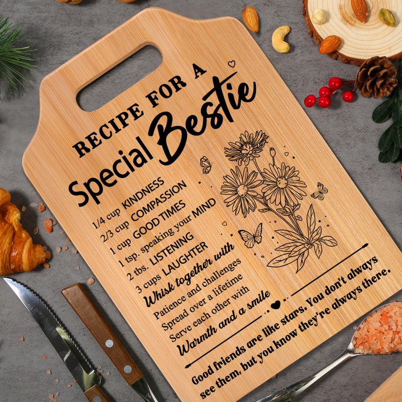 Milcier Micier Bestie Gifts for Women  Best Friend Bamboo Cutting Board  Best Friend Birthday Gifts  Friendship Gift for Women  Bff  Friend Woman Mothers Day Present - Image 2
