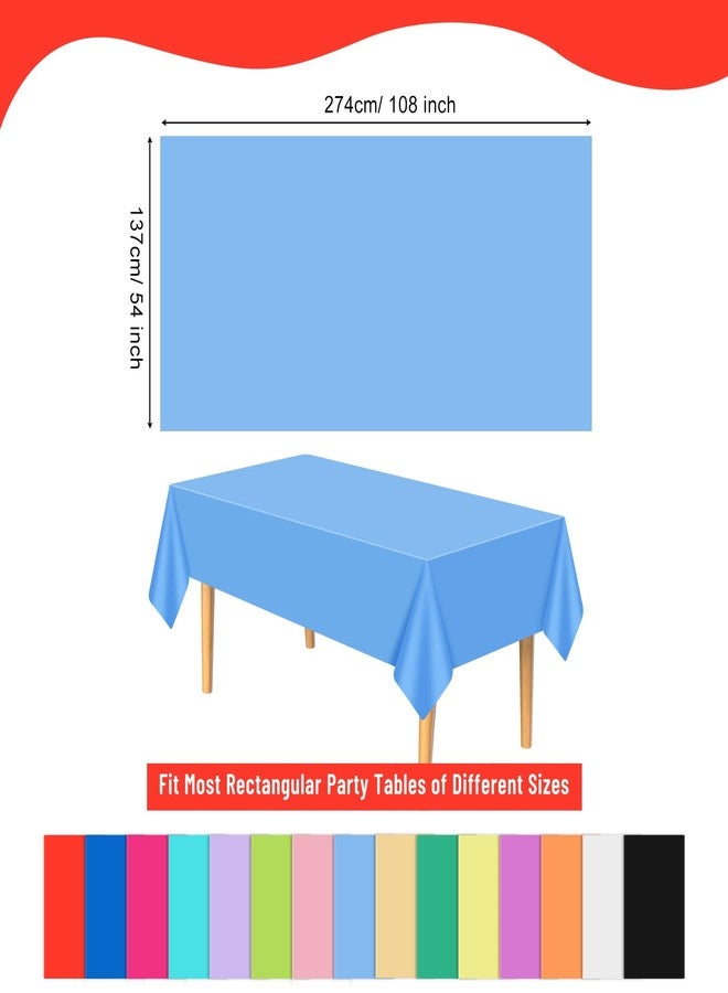 PLULON 15Pcs Multicolor Tablecloth Plastic Table Cover 54 x 108 Inch Rectangle Picnic Table Cloth for Graduation Birthday Christmas Baby Shower Wedding Party Home Kitchen Dining Table Decorations - Image 2