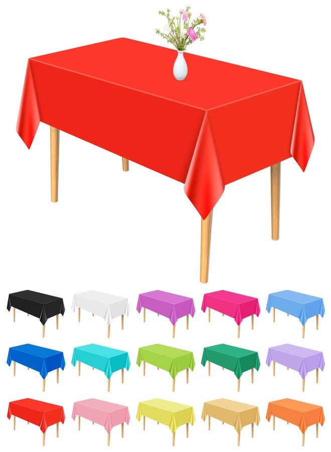 PLULON 15Pcs Multicolor Tablecloth Plastic Table Cover 54 x 108 Inch Rectangle Picnic Table Cloth for Graduation Birthday Christmas Baby Shower Wedding Party Home Kitchen Dining Table Decorations - Image 1