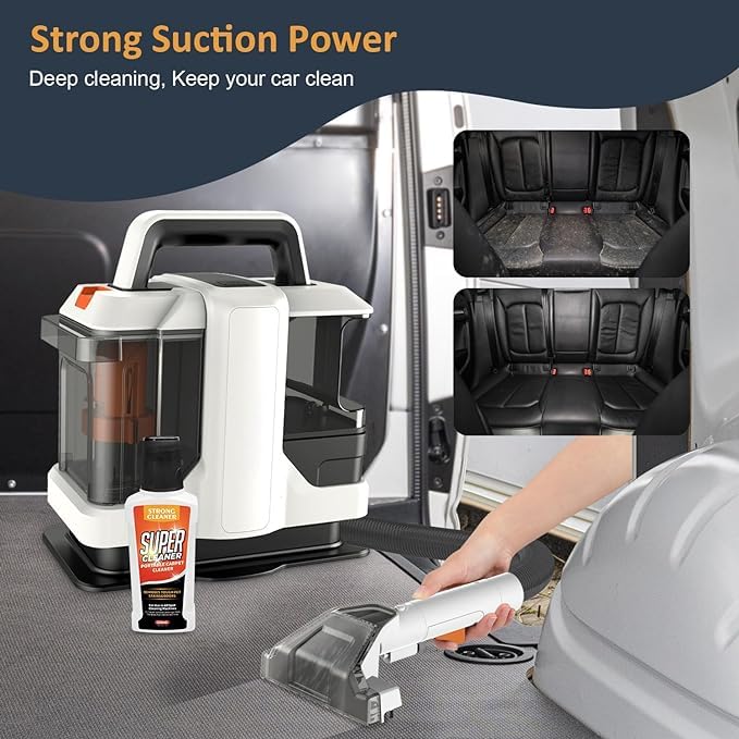 MAPPLE CREATION Handheld Carpet Cleaner for Sofa Curtain Spray Suction Integrated Machine Clean Machine with Cleaning Tools Car and Auto Vaccum Window or Bathroom Glass Cleaner Powerful Suction - Image 5