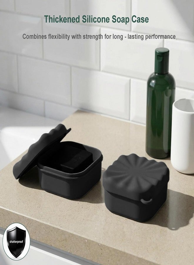 Elimeta 2 Pack Silicone Soap Dish with Lid, Square Leak-Proof & Shockproof Soap Holder, Thick Durable Soap Case for Bathroom & Travel, Perfect for Dr. Squatch Natural Bars (Black) - Image 5