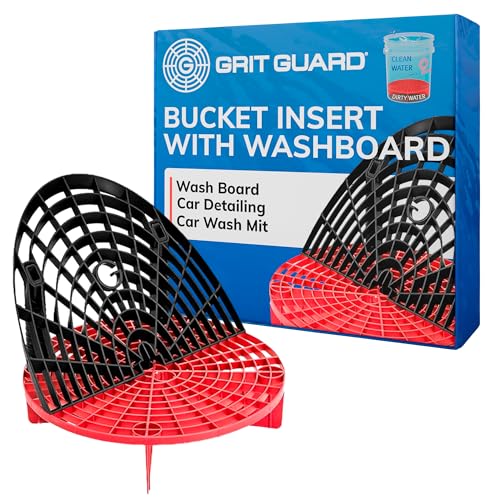 Grit Guard The Original Grit Guard Bucket Insert with Washboard Combo | Removes Dirt from Wash Mitt for Detailing | Car Wash Bucket Insert & Washboard | Black/Red - Image 1