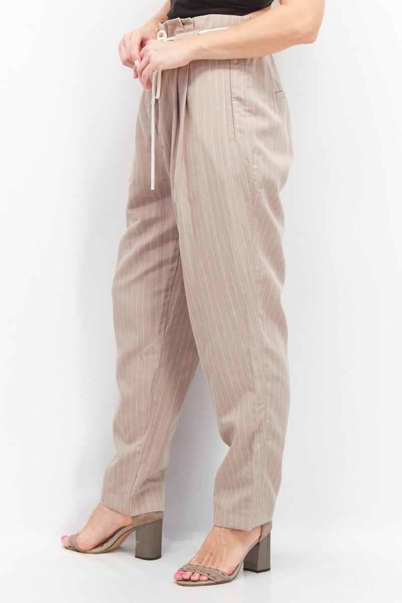 ESPRIT Women Regular Fit Stripe Casual Pants, Tan - Image 2
