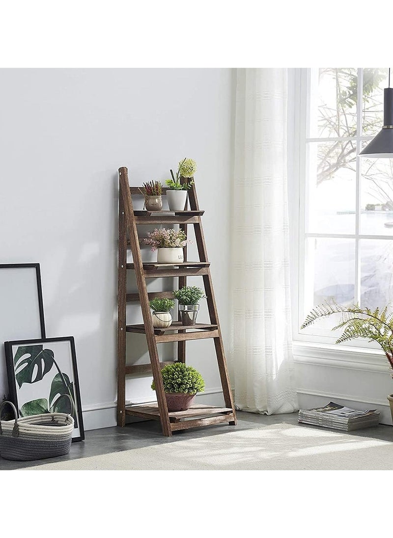 LINGWEI Pure Solid Wood Ladder Design Flowers Pot Stand Flowers Plants Pot Rack Wooden Book Shelf Storage Organizer  - Image 2