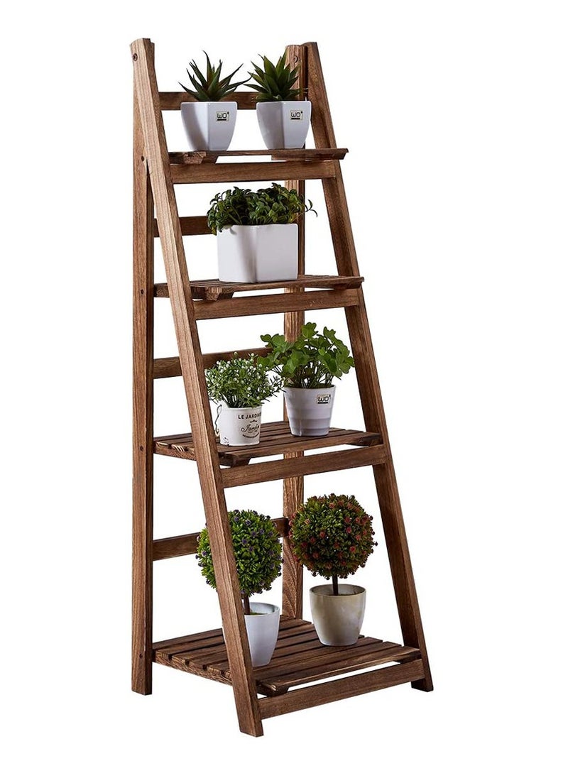 LINGWEI Pure Solid Wood Ladder Design Flowers Pot Stand Flowers Plants Pot Rack Wooden Book Shelf Storage Organizer  - Image 3