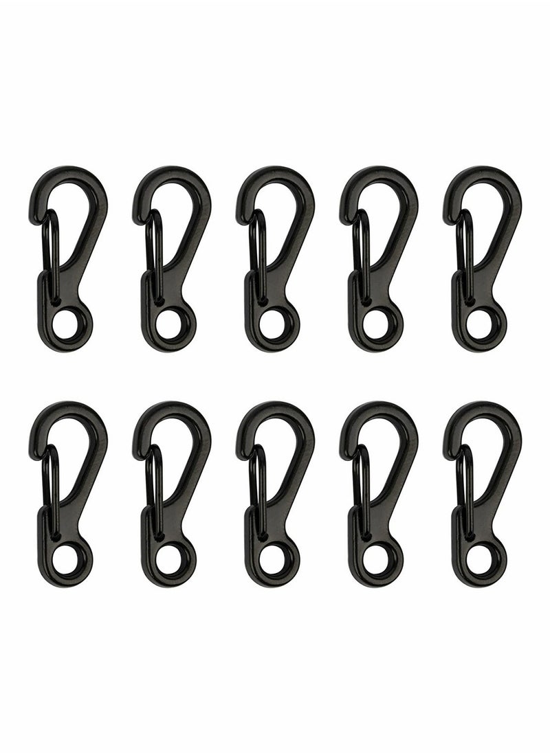 10 Pieces Mini Alloy Carabiner Clip, Spring Snap Hook Carabiners Clip, Tiny Spring Snap Hook Carabiners for Backpack Keychains Accessories, Camping Bottle Backpack Clasps Keychain (Black)