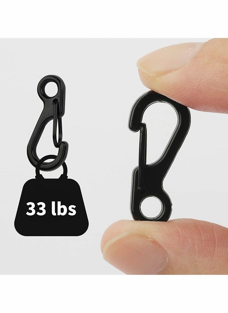 10 Pieces Mini Alloy Carabiner Clip, Spring Snap Hook Carabiners Clip, Tiny Spring Snap Hook Carabiners for Backpack Keychains Accessories, Camping Bottle Backpack Clasps Keychain (Black)