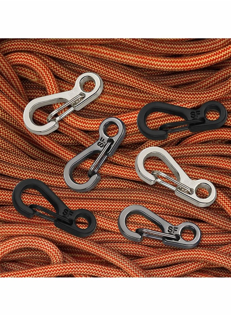 10 Pieces Mini Alloy Carabiner Clip, Spring Snap Hook Carabiners Clip, Tiny Spring Snap Hook Carabiners for Backpack Keychains Accessories, Camping Bottle Backpack Clasps Keychain (Black)