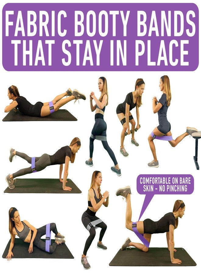 أحزمة مقاومة للتمارين الرياضية مع دليل استخدام أحزمة التمرين. 4 أحزمة لتقوية عضلات المؤخرة للنساء والرجال، أحزمة مطاطية قماشية للتمارين الرياضية، أحزمة مقاومة للساقين، أحزمة لتمارين الورك والفخذ والأرداف، مجموعة أحزمة - Image 2