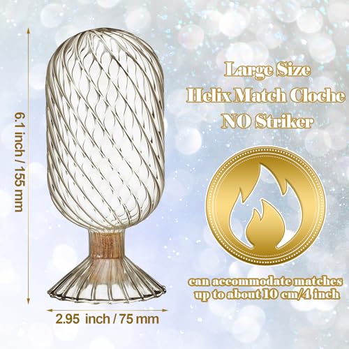 Cinnvoice Helix Shaped Glass Matches Cloche Decorative for 4 Inch Candle Matches Trendy Fireplace Display Decor Not Include MatchesSmoke Grey295 x 61 Inch - Image 3