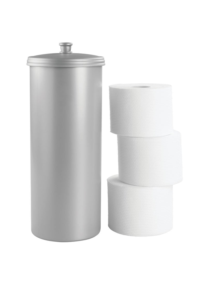 InterDesign InterDesign Kent Plastic Toilet Paper Tissue Roll Reserve Canister  Free-Standing Organizer for Master  Guest  Kid's  Office Bathroom or Closet  6.5"" x 6.5"" x 15.5""  Silver  - Image 3