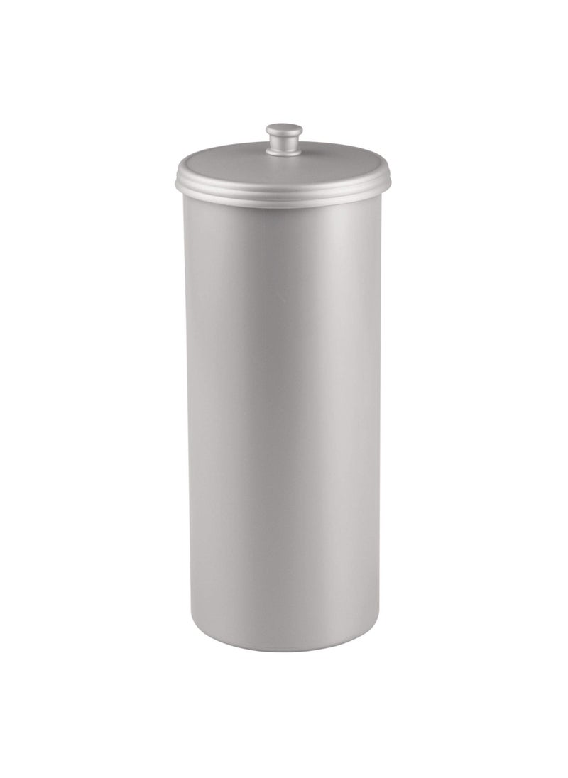 InterDesign InterDesign Kent Plastic Toilet Paper Tissue Roll Reserve Canister  Free-Standing Organizer for Master  Guest  Kid's  Office Bathroom or Closet  6.5"" x 6.5"" x 15.5""  Silver  - Image 2