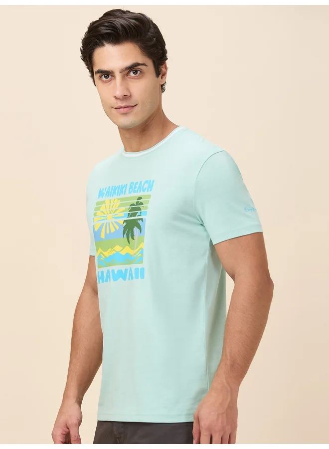 بيينغ هيومان Mens Mint Round Neck Short Sleeve T-Shirt