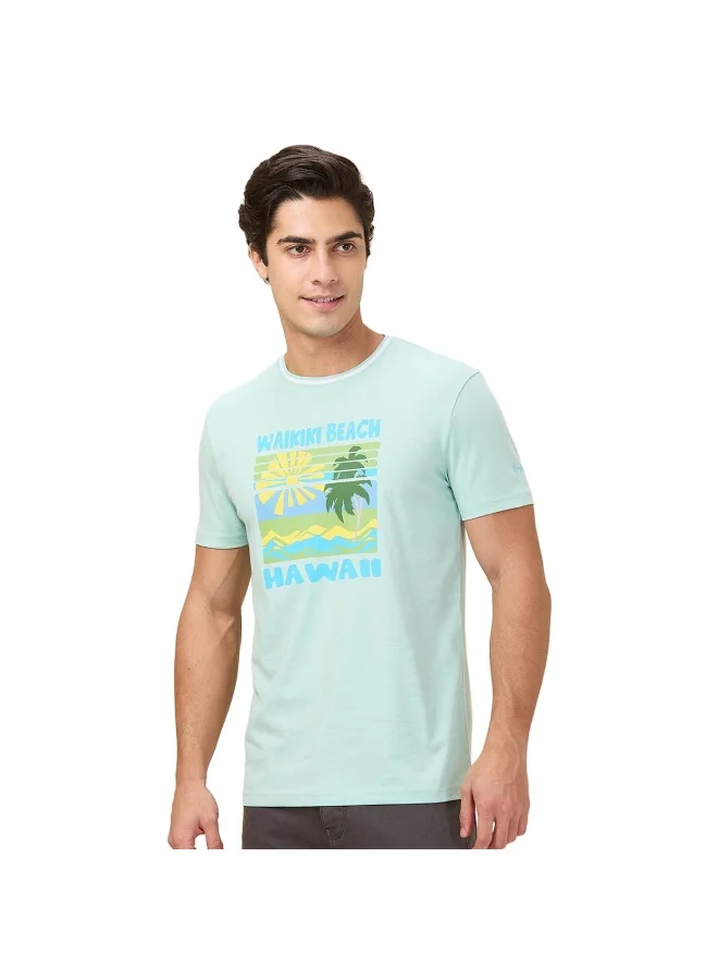 بيينغ هيومان Mens Mint Round Neck Short Sleeve T-Shirt